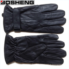 Fashion Winter Warm Men′s PU Leather Gloves with Strap